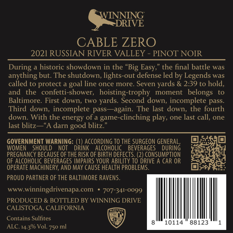 Cable Zero - 2021 Pinot Noir - Russian River Valley