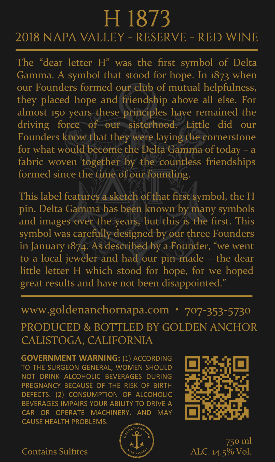 H 1873 Reserve - 2018 Red Wine - Napa Valley