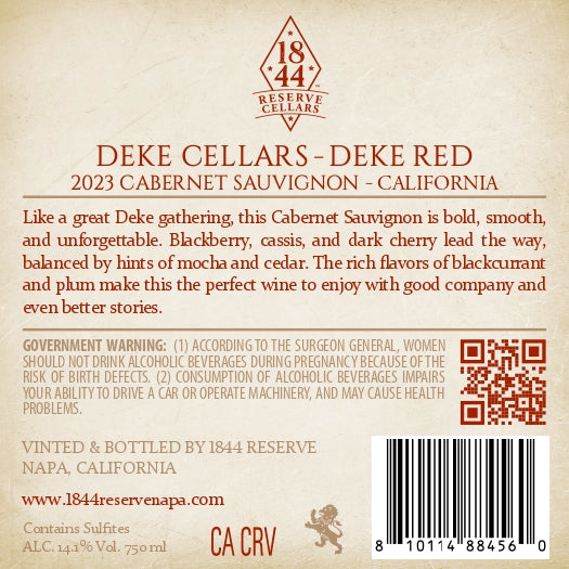 Deke Cellars Deke Red - 2023 Cabernet Sauvignon - California