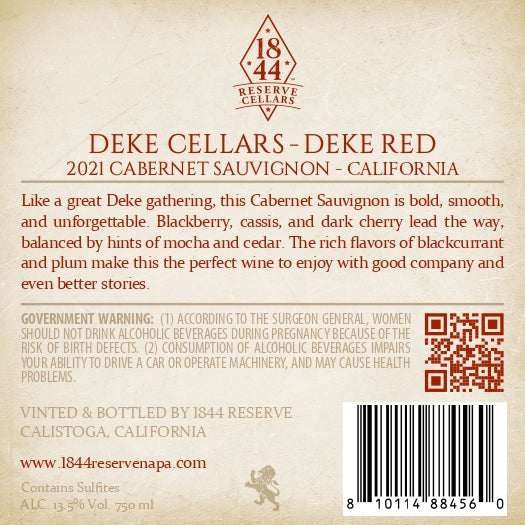 Deke Cellars Deke Red - 2021 Cabernet Sauvignon - California