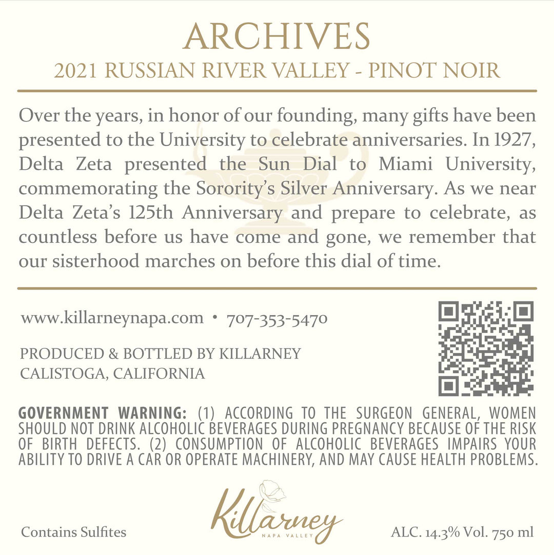 Archives - 2021 Pinot Noir - Russian River Valley