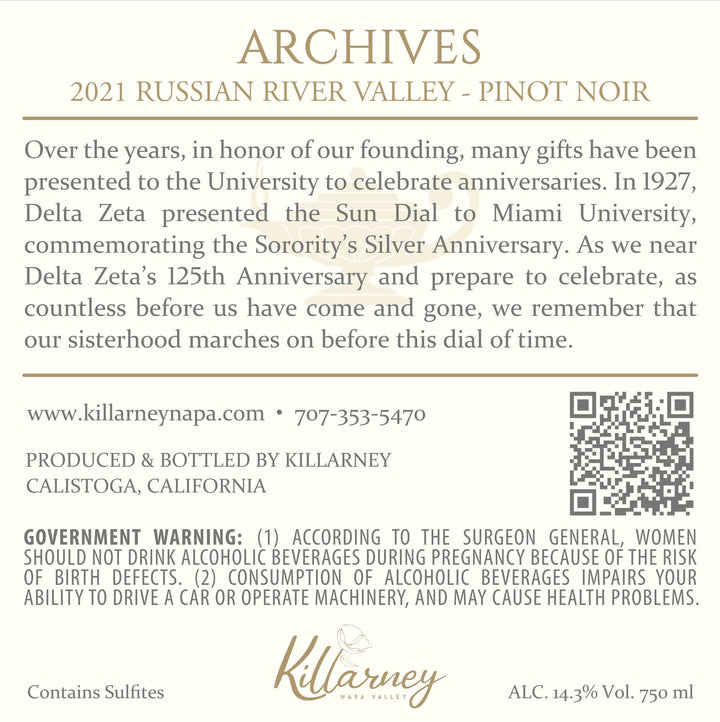 Archives - 2021 Pinot Noir - Russian River Valley