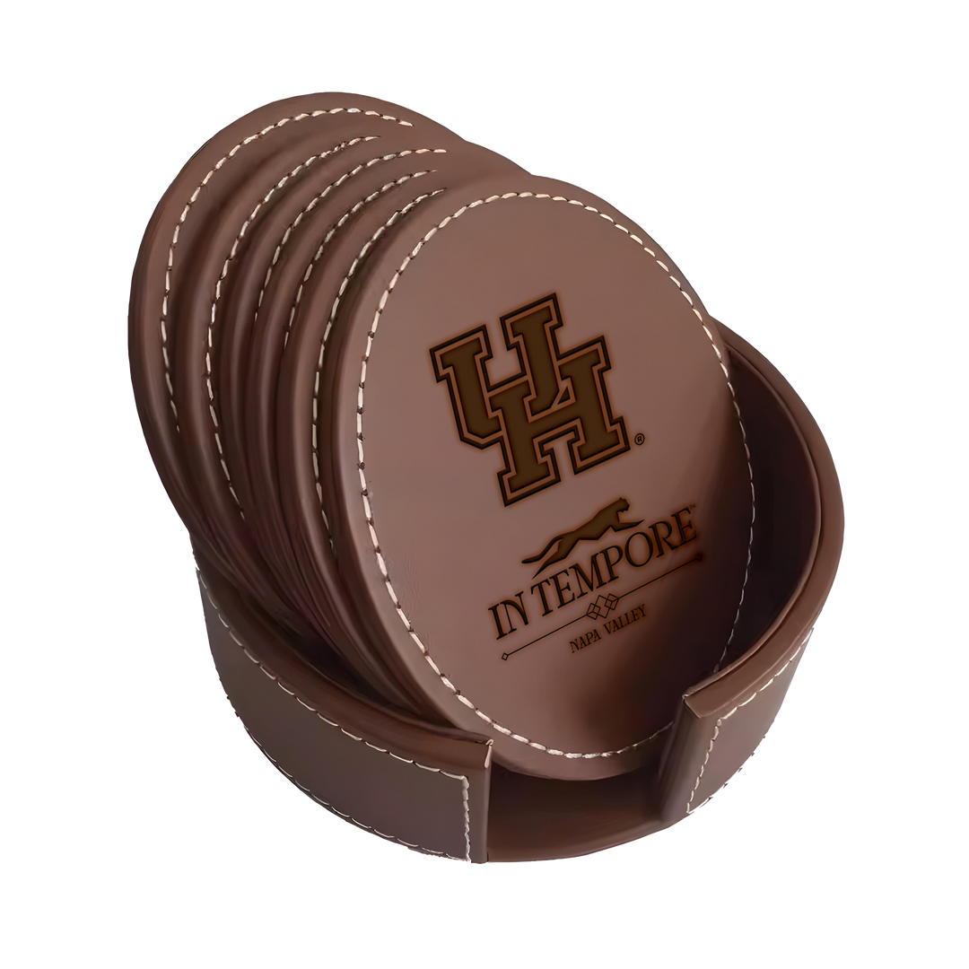 Leather Coaster Set & Holder