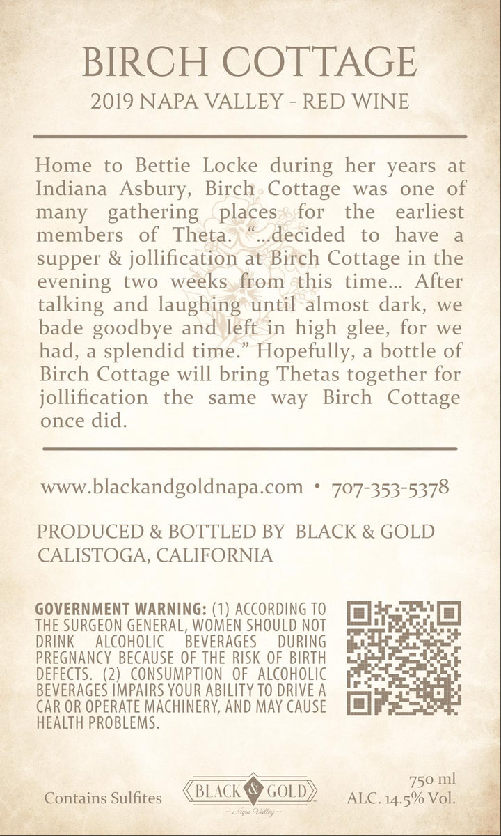 Birch Cottage - 2019 Red Wine - Napa Valley