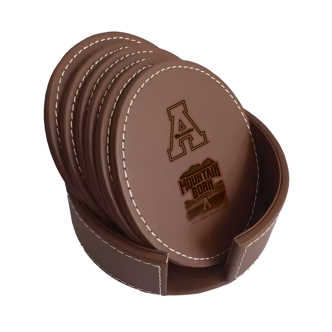Leather Coaster Set & Holder