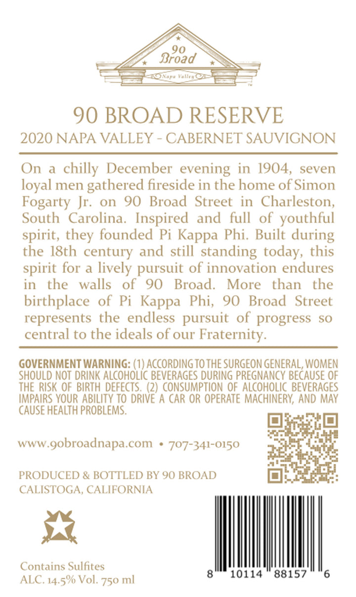 90 Broad Reserve - 2020 Cabernet Sauvignon - Napa Valley