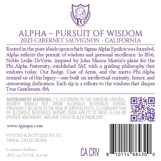 Alpha - Pursuit of Wisdom - 2023 Cabernet Sauvignon - California
