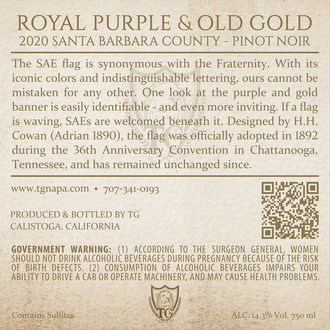 Royal Purple & Old Gold - 2020 Pinot Noir - Santa Barbara County