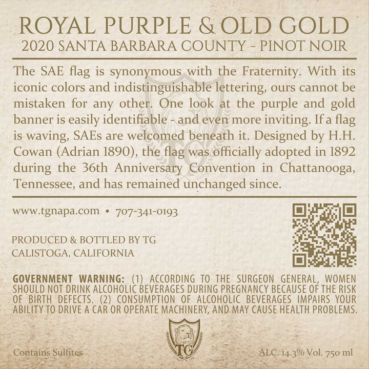 Royal Purple & Old Gold - 2020 Pinot Noir - Santa Barbara County