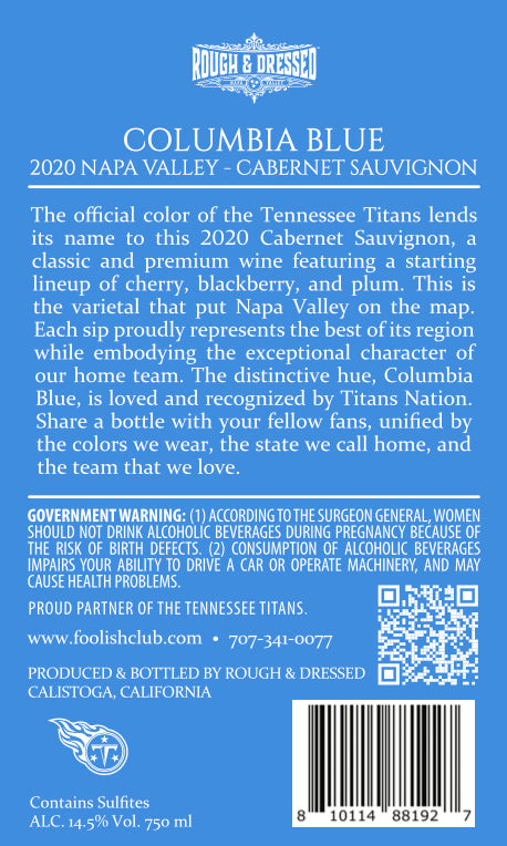 Columbia Blue - 2020 Cabernet Sauvignon - Napa Valley