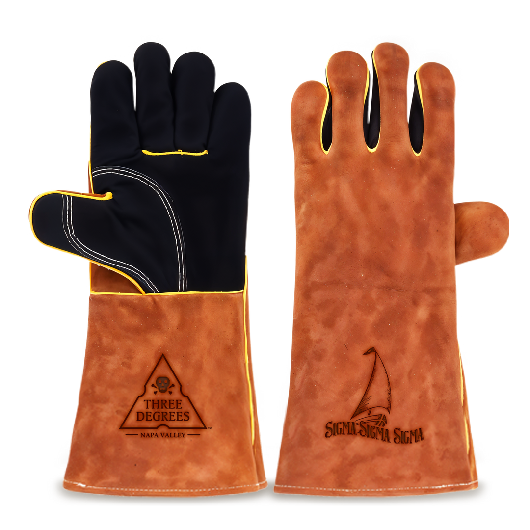 Heat-Resistant Leather Suede BBQ Grilling Gloves