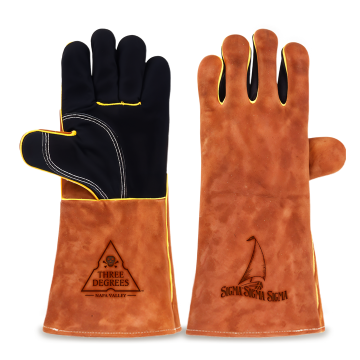 Heat-Resistant Leather Suede BBQ Grilling Gloves
