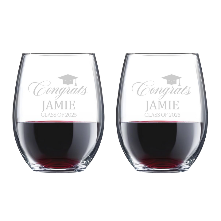 Set of 2 Customized Stemless Graduation Glasses