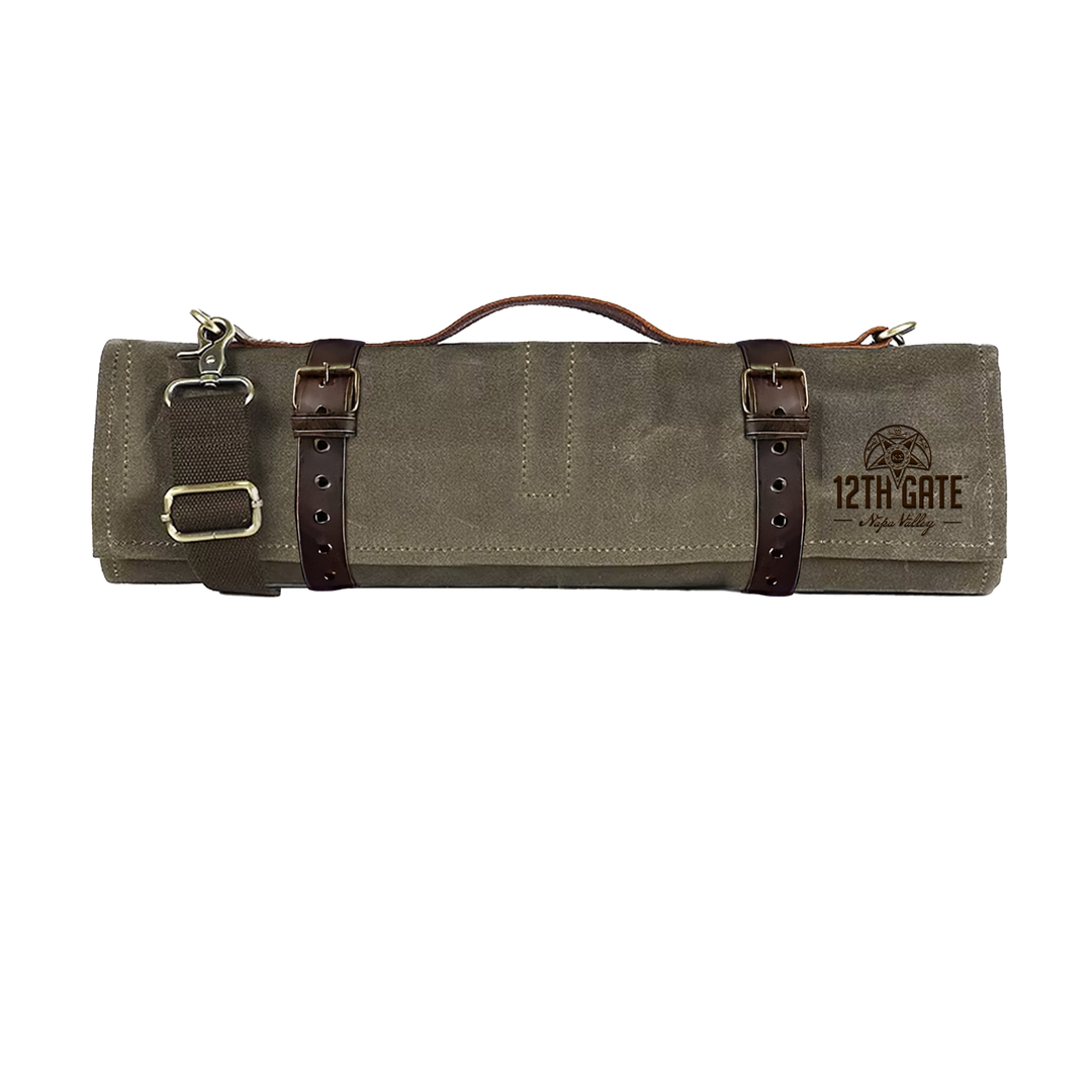 Waxed Canvas Leather BBQ Tool Roll Bag