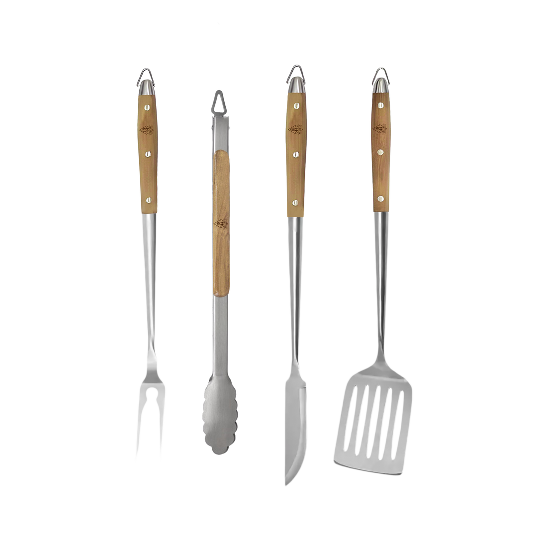 Heavy-Duty Rose Wood BBQ Grilling Tools Set