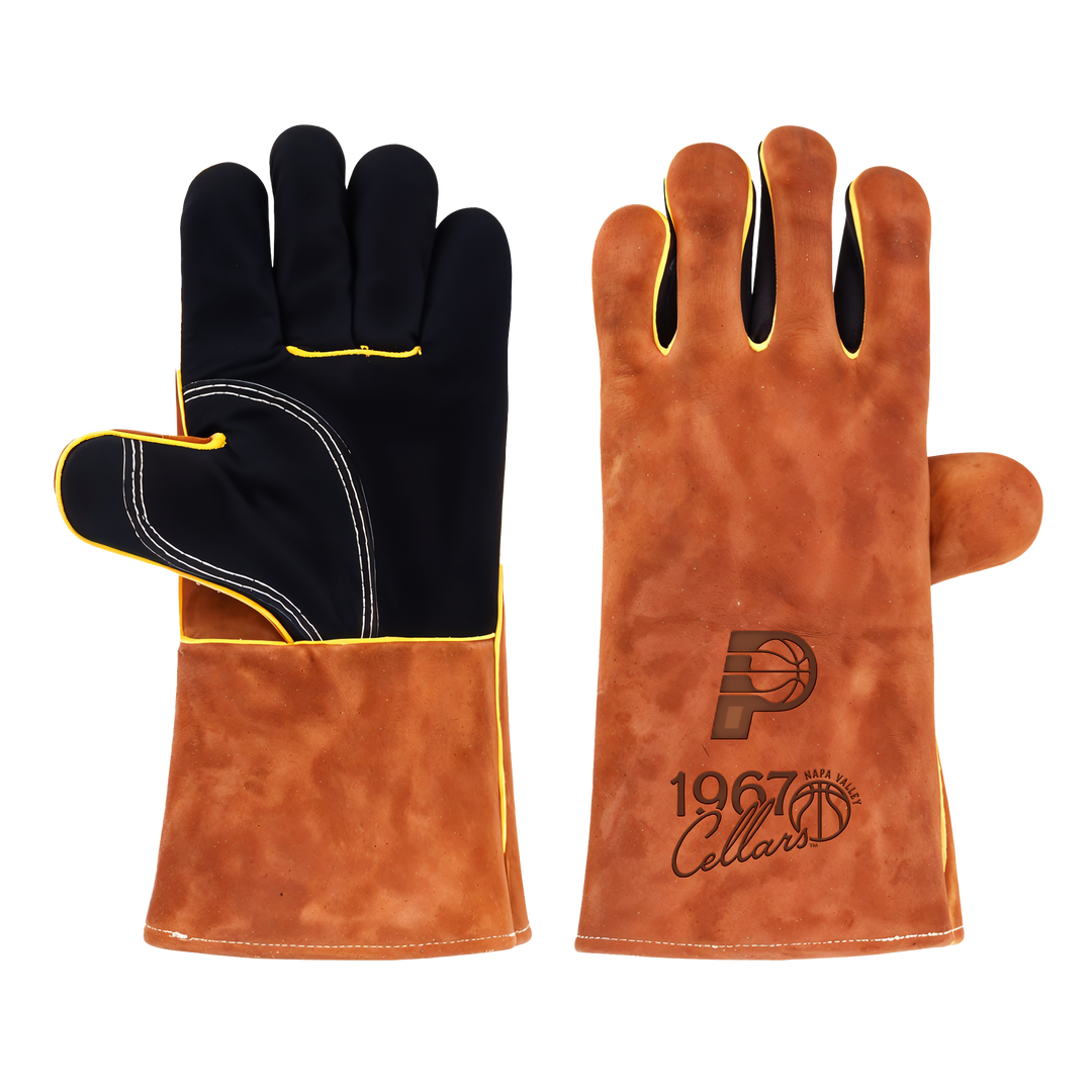 Heat-Resistant Leather Suede BBQ Grilling Gloves