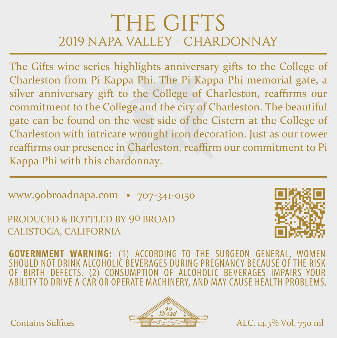 The Gifts: Memorial Gate - 2019 Chardonnay – Napa Valley