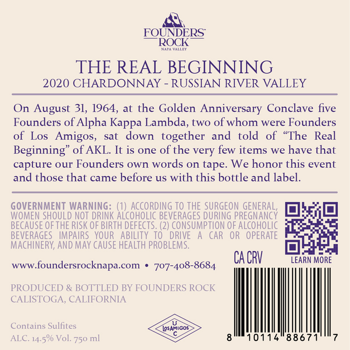 The Real Beginning - 2020 Chardonnay - Russian River Valley