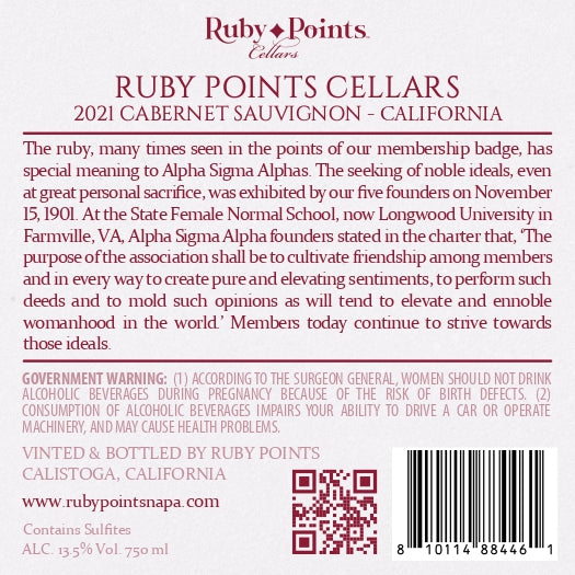 Ruby Points Cellars - 2021 Cabernet Sauvignon - California