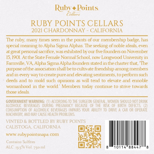 Ruby Points Cellars - 2021 Chardonnay - California