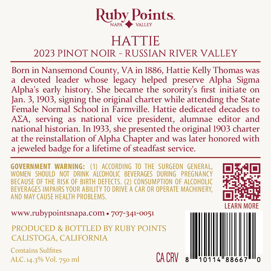 Ruby Points - Hattie - 2023 Pinot Noir, Russian River Valley