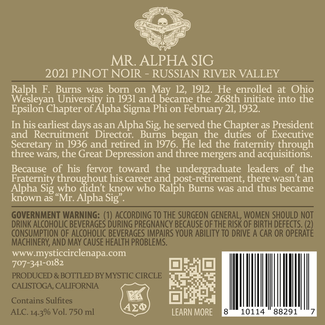 Mr. Alpha Sig - 2021 Pinot Noir - Russian River Valley