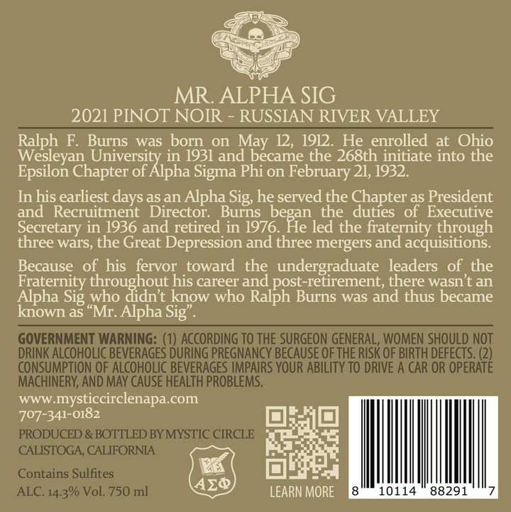 Mr. Alpha Sig - 2021 Pinot Noir - Russian River Valley