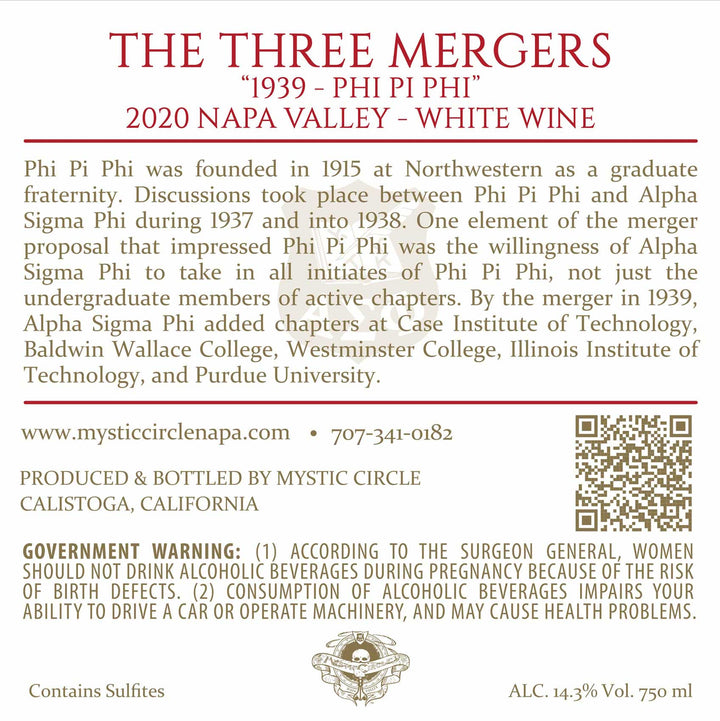 The Three Mergers - 1939 - 2020 Cuvée Blanc - Napa Valley