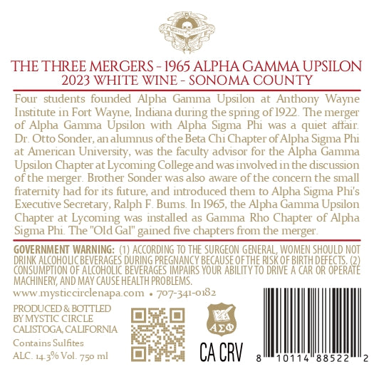 The Three Mergers 1965 - 2023 Cuvée Blanc - Napa Valley