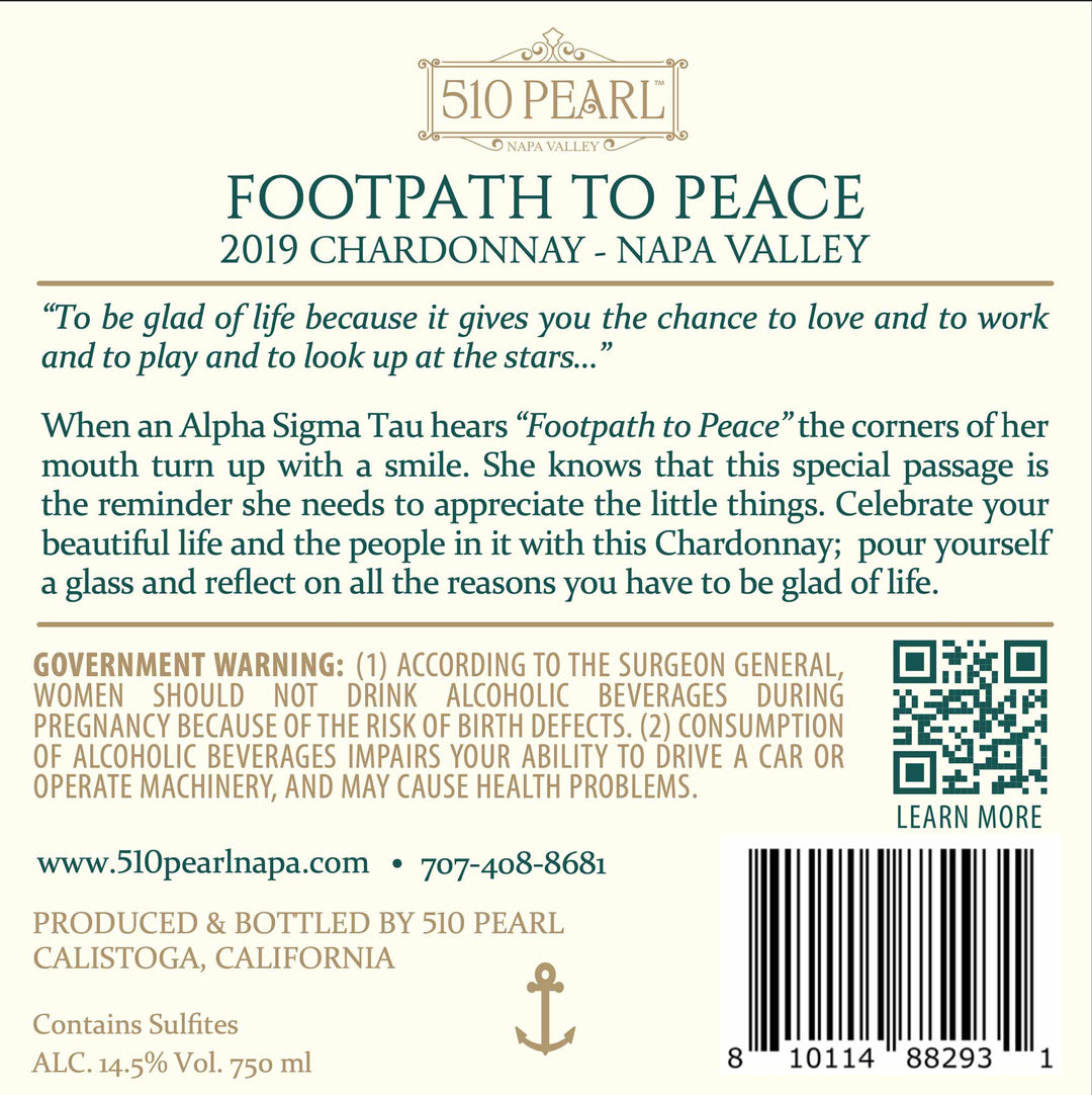 Footpath To Peace - 2019 Chardonnay - Napa Valley