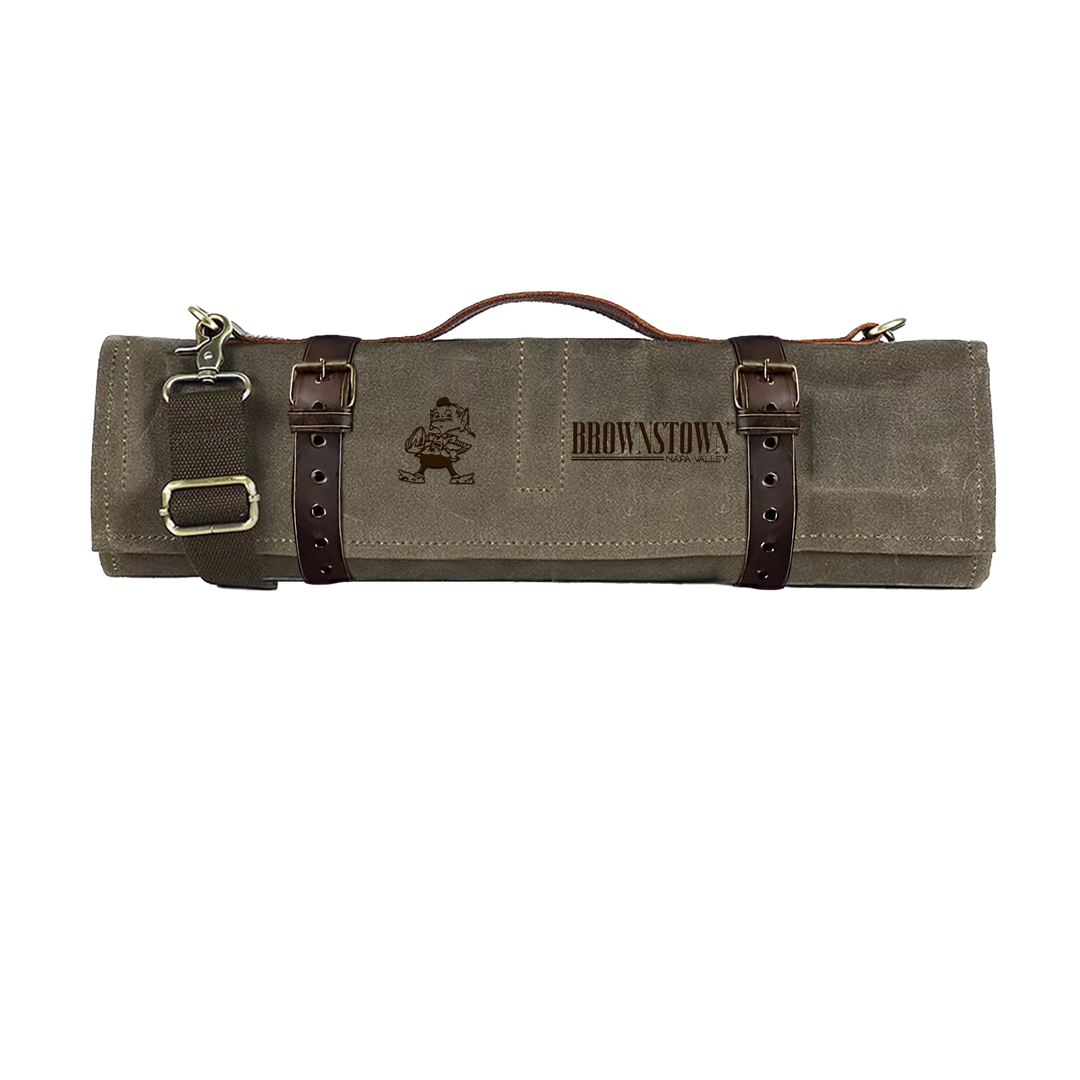 Waxed Canvas Leather BBQ Tool Roll Bag