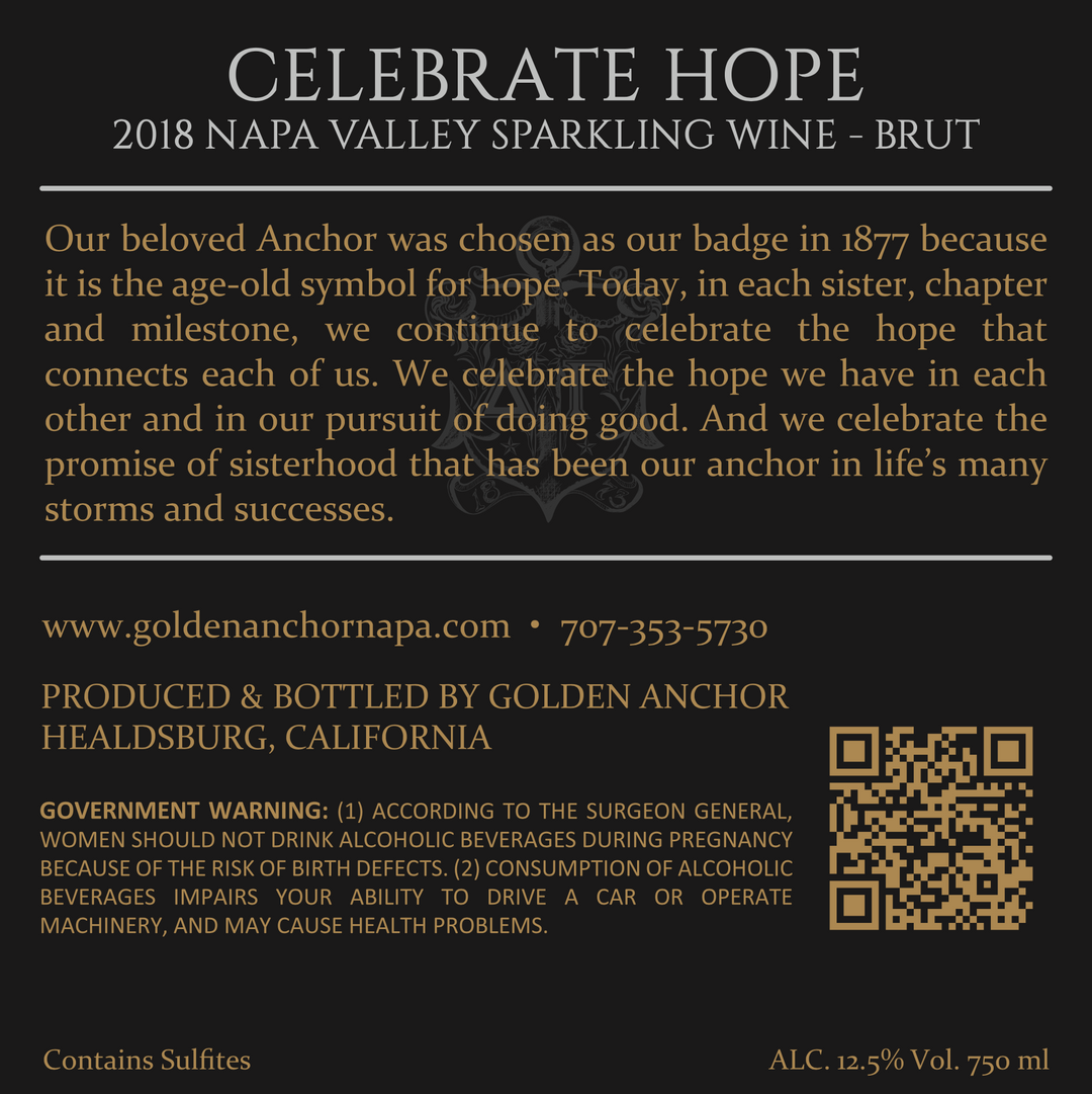 Celebrate Hope - 2018 Sparkling Brut - Méthode Champenoise - Napa Valley