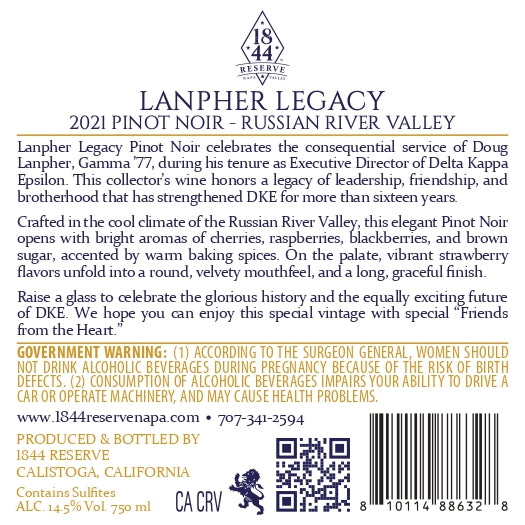 Lanpher Legacy - 2021 Pinot Noir - Russian River Valley