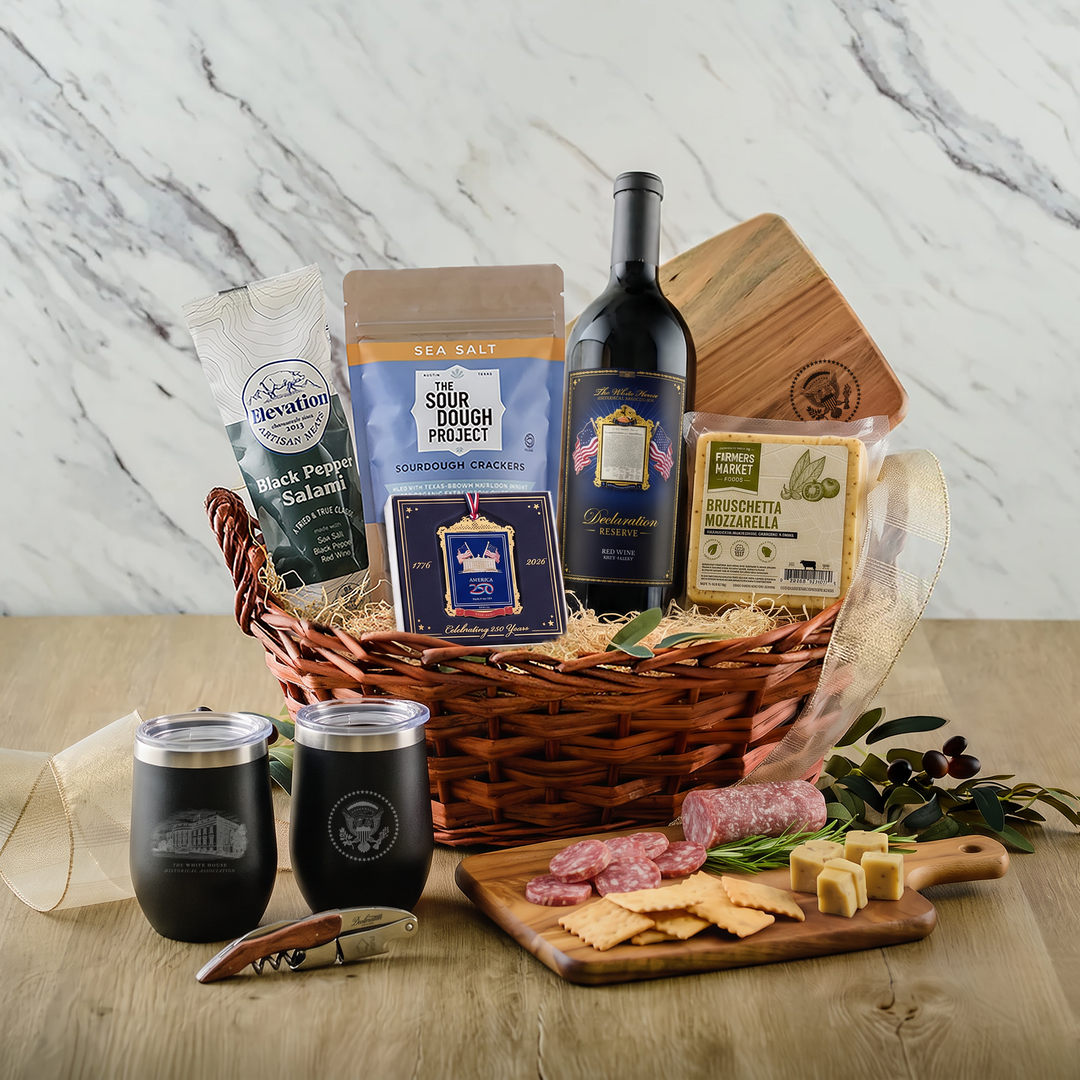 Premier Red - America’s 250th Ornament & Treats + Wine Tumblers Gift Basket