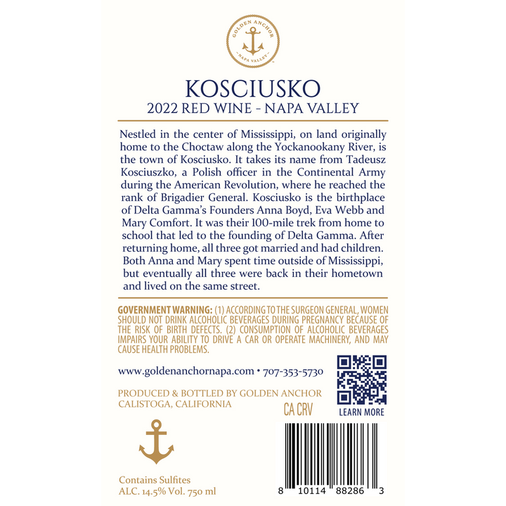 Kosciusko - 2022 Red Wine - Napa Valley