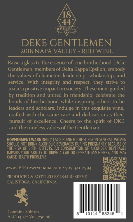 Deke Gentlemen - 2018 Red Wine - Napa Valley