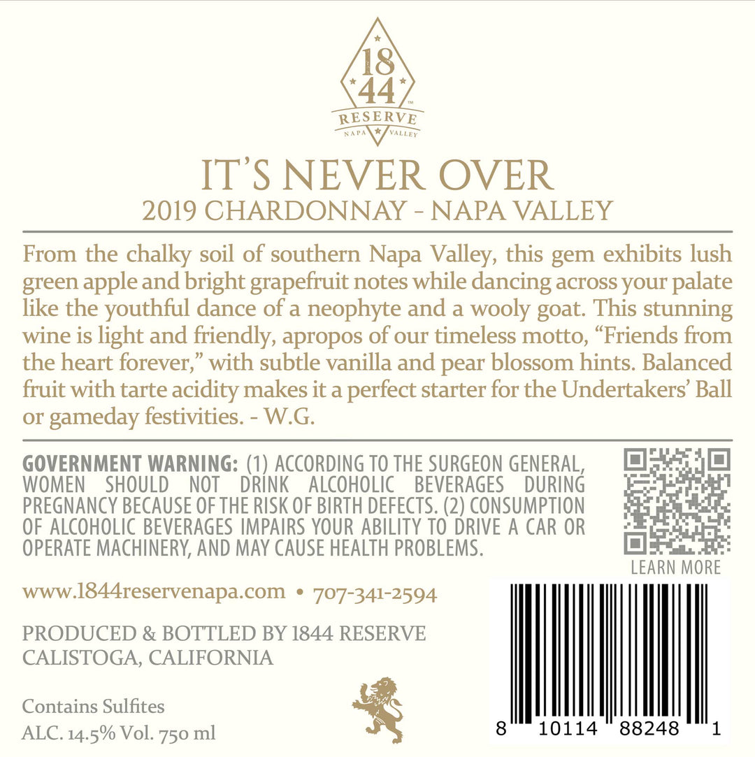 It’s Never Over - 2019 Chardonnay - Napa Valley