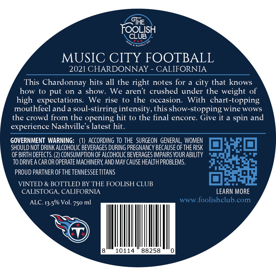 Music City Football - 2021 Chardonnay - California