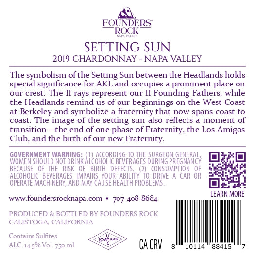 Setting Sun - 2019 Chardonnay - Napa Valley