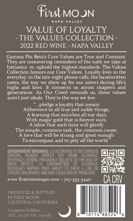 The Values Collection: Loyalty - 2022 Red Wine - Napa Valley