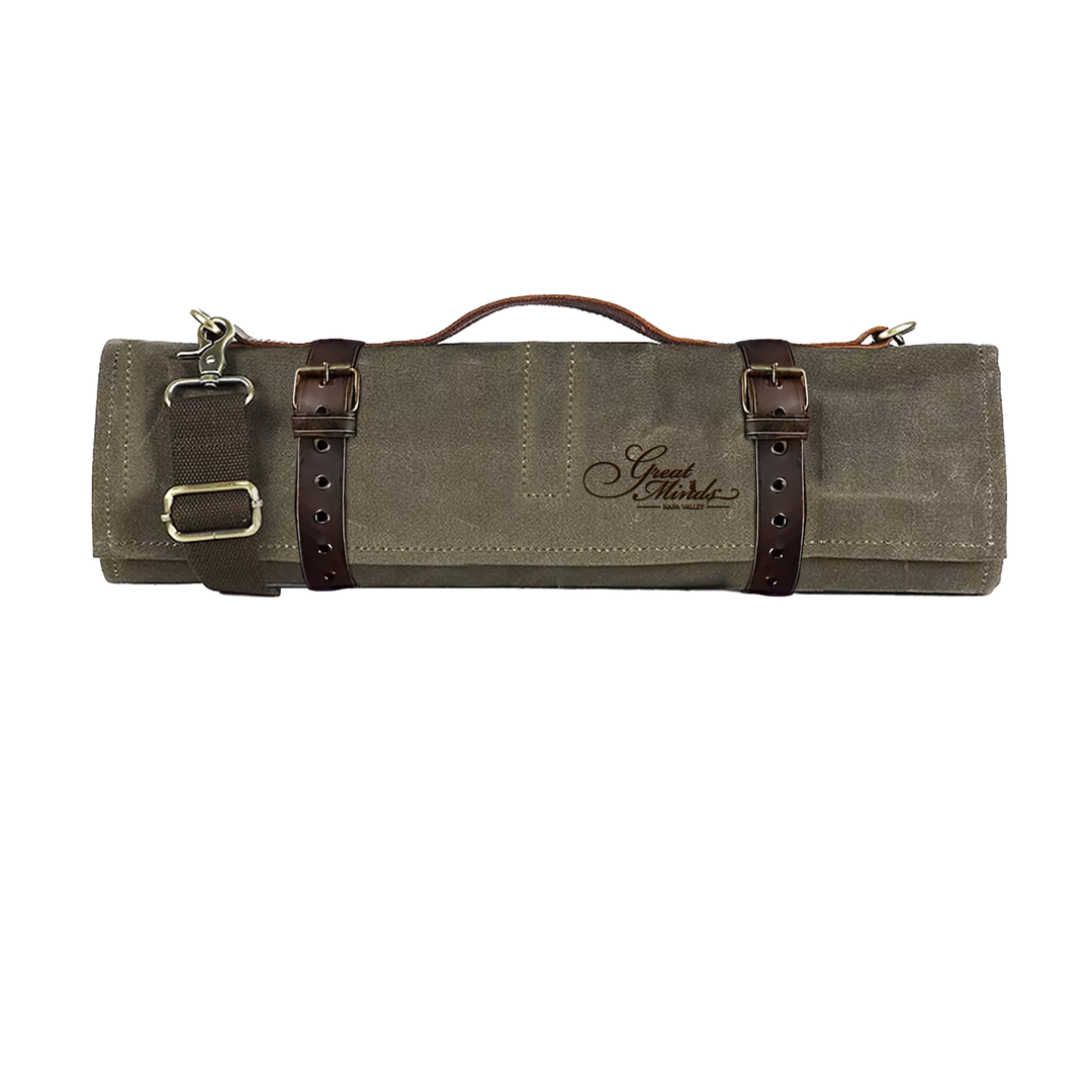 Waxed Canvas Leather BBQ Tool Roll Bag