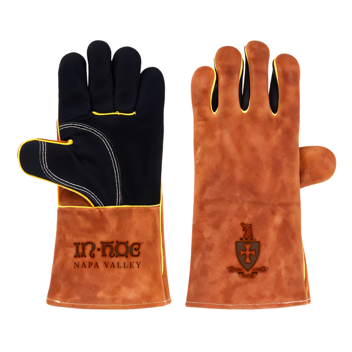 Heat-Resistant Leather Suede BBQ Grilling Gloves