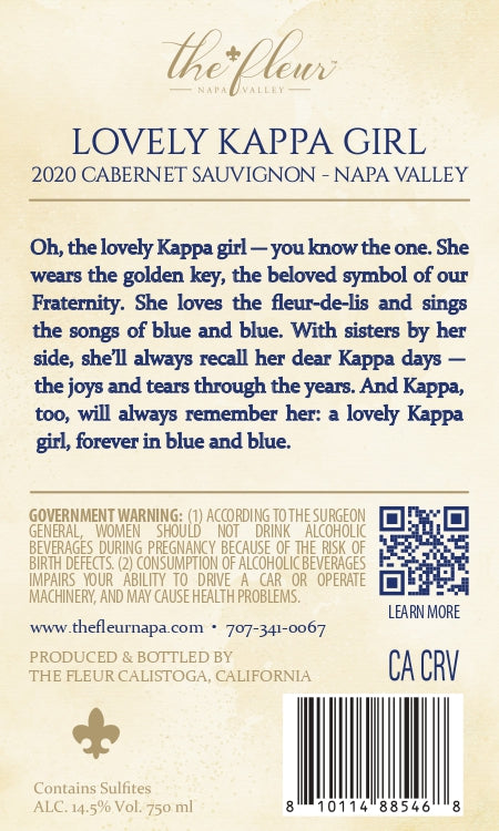 Lovely Kappa Girl - 2020 Cabernet Sauvignon - Napa Valley