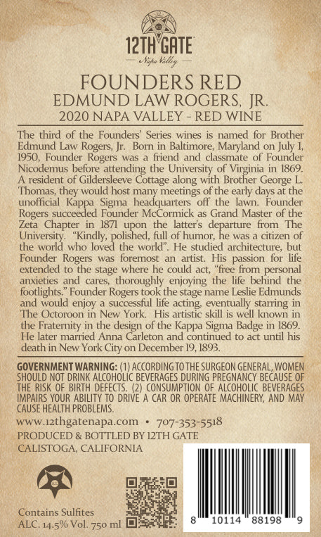 Edmund Law Rogers, Jr. - 2020 Red Wine - Napa Valley