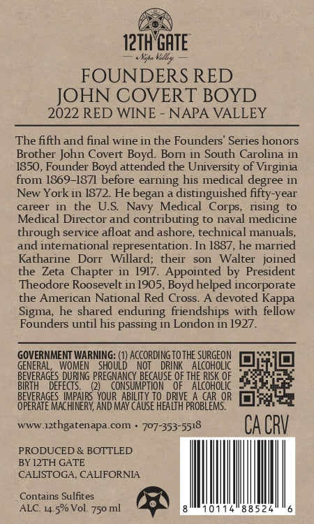 Founders Red - John Covert Boyd - 2022 Red Wine - Napa Valley
