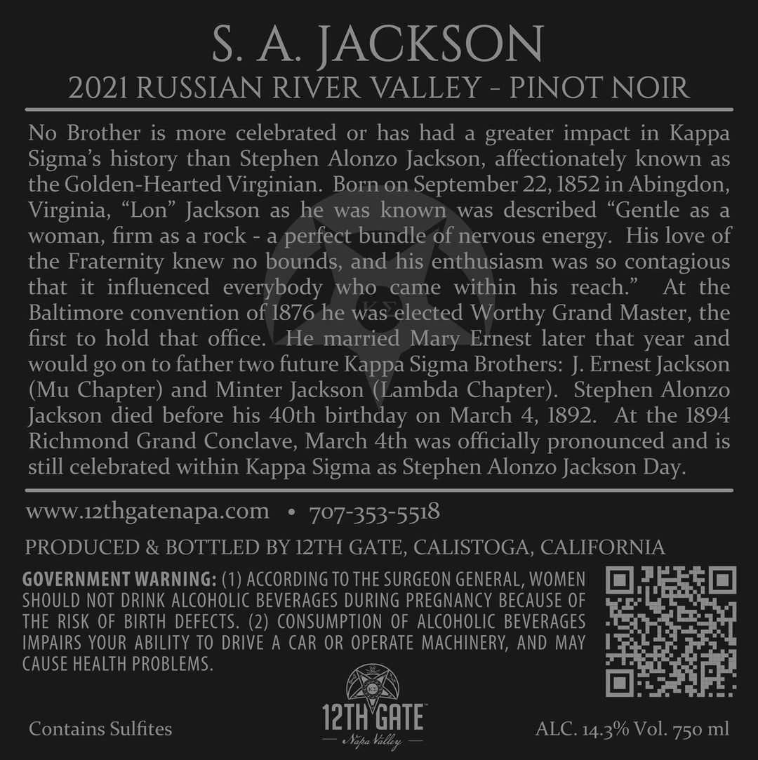 S. A. Jackson - 2021 Pinot Noir - Russian River Valley