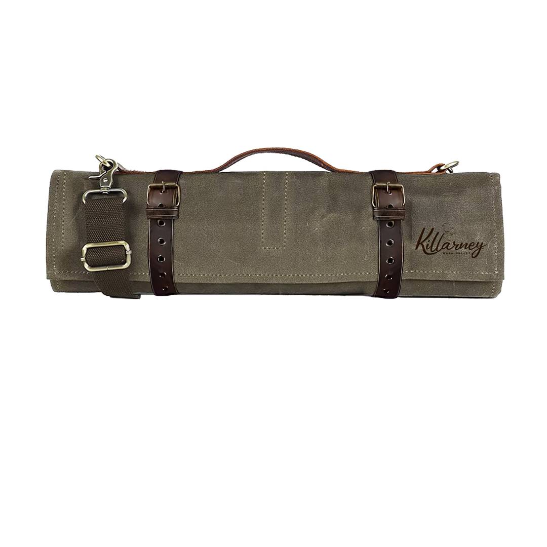 Waxed Canvas Leather BBQ Tool Roll Bag