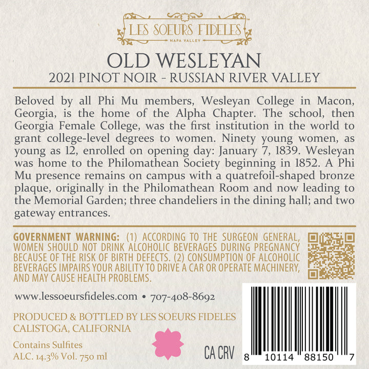 Old Wesleyan - 2021 Pinot Noir - Russian River Valley