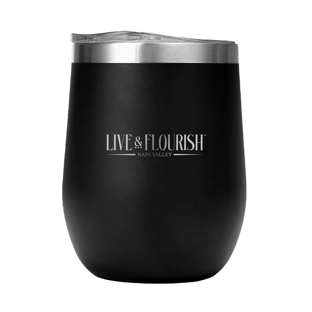 12oz Double Wall Stainless Steel Wine Tumbler with Lid