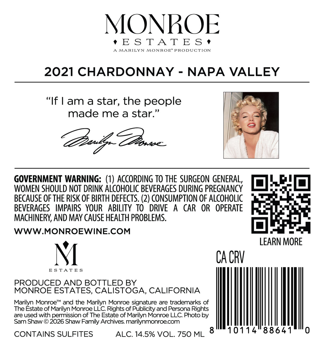 Marilyn Monroe - 2021 Chardonnay - Napa Valley